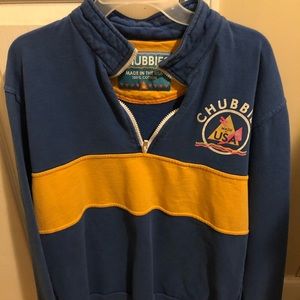 Chubbies half-zip. Blue/yellow